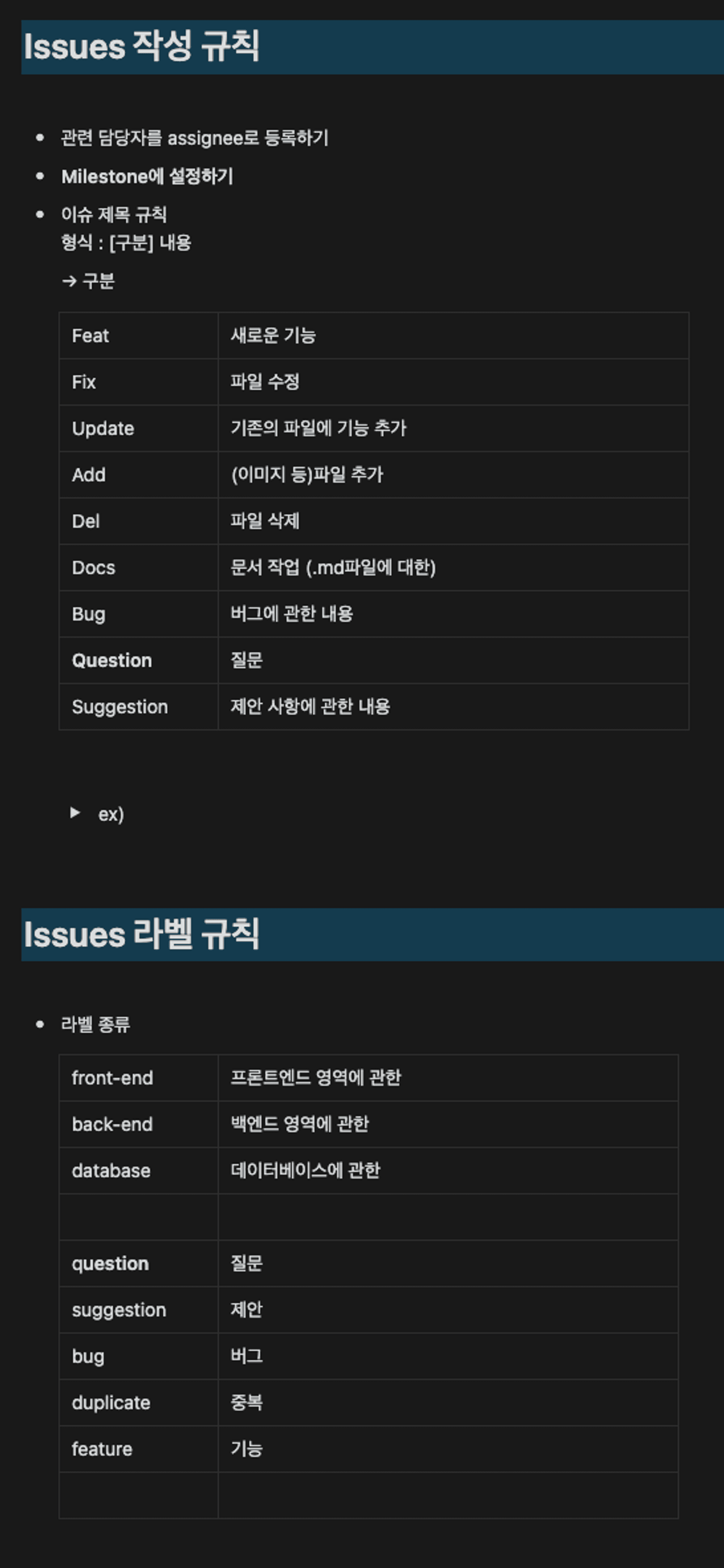 깃허브 이슈 규칙